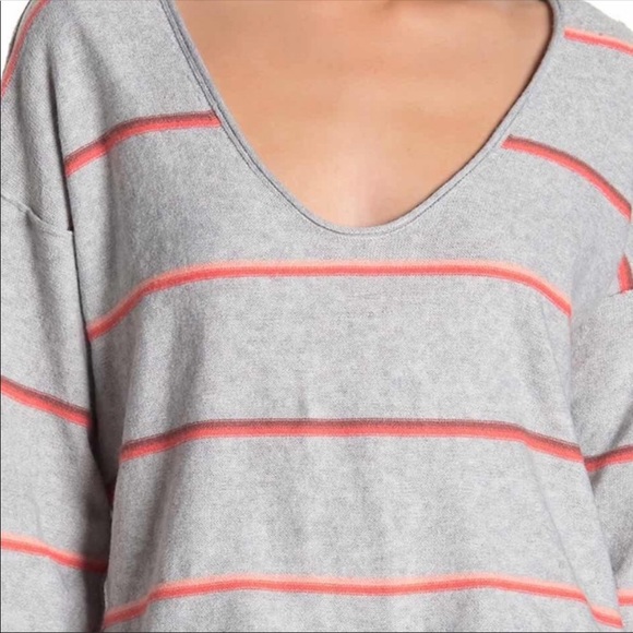 FREE PEOPLE MAKE YOU MINE GRAY STRIPED SWEATER MED - Picture 6 of 8
